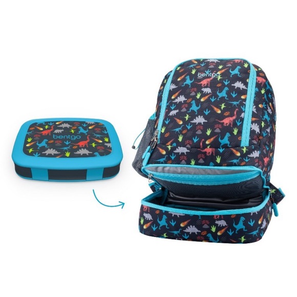 Bentgo Kids 2-in-1 Backpack & Insulated Lunch Bag Combo- Dinosaur ~ NEW - Picture 2 of 9